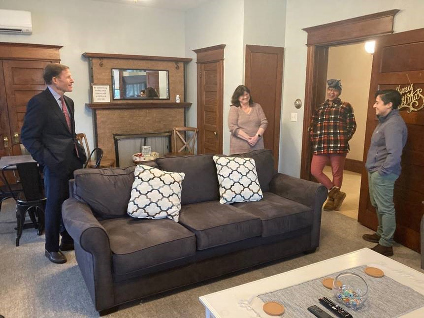 Blumenthal visited The Haven at Charter Oak, a young adult transitional living program administered by Mercy Housing and Shelter Corporation in partnership with the Connecticut Department of Mental Health and Addiction Services (DMHAS). 